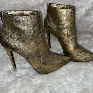 Metallic healed booties